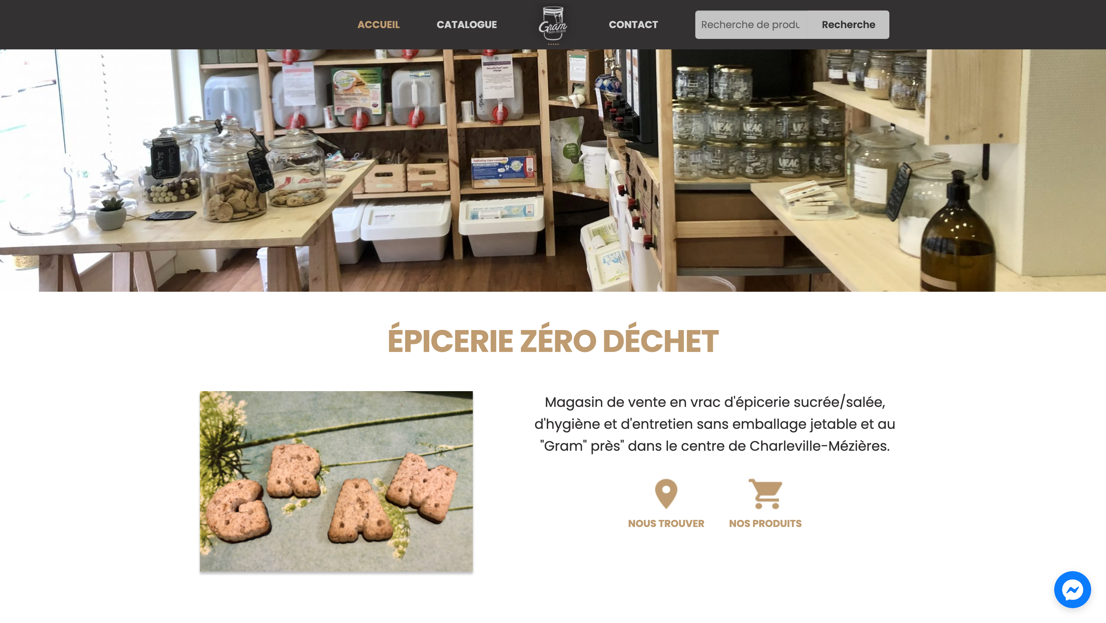 screenshot du site web epicerie-gram